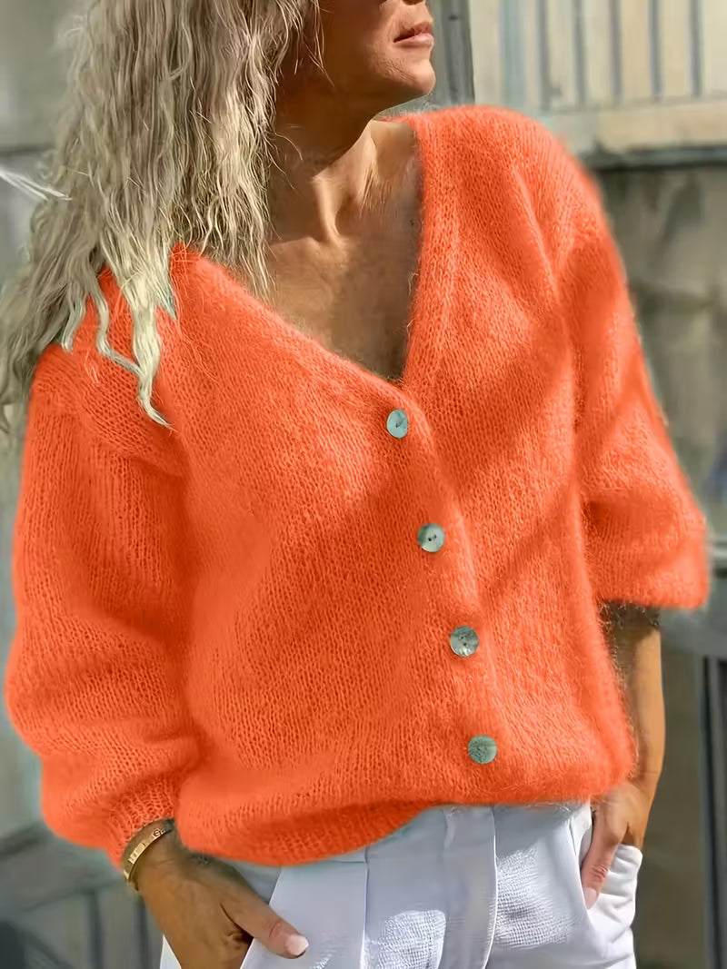 Hozanna - Long-Sleeve Knit Sweater with Buttons