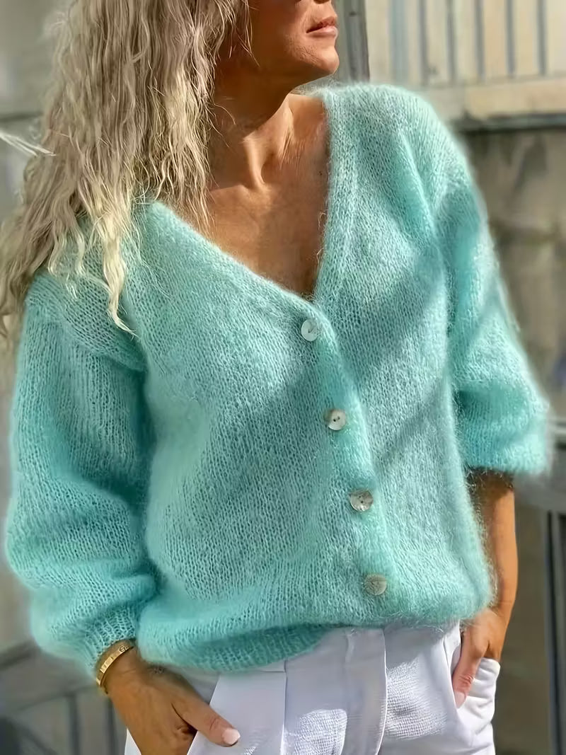 Hozanna - Long-Sleeve Knit Sweater with Buttons