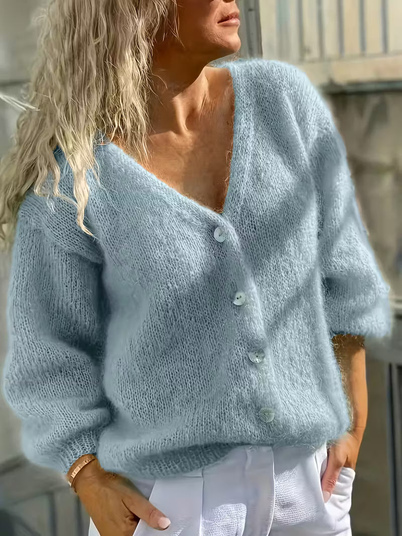 Hozanna - Long-Sleeve Knit Sweater with Buttons