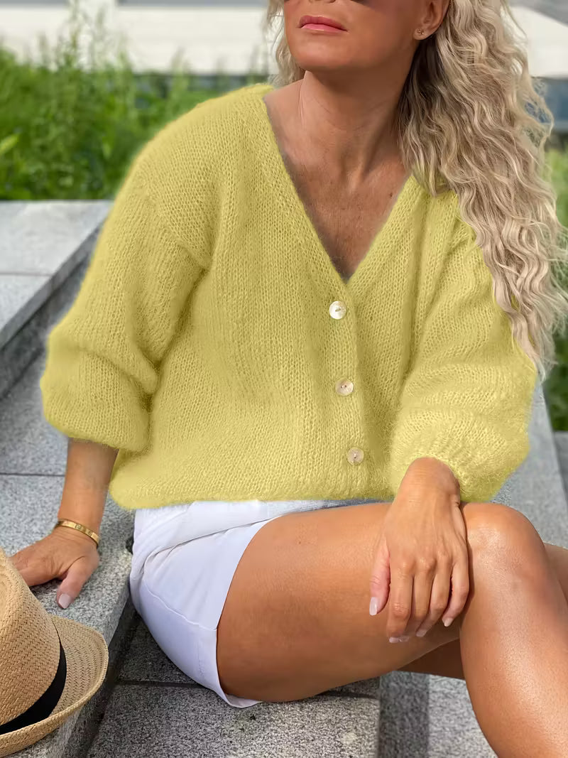 Hozanna - Long-Sleeve Knit Sweater with Buttons