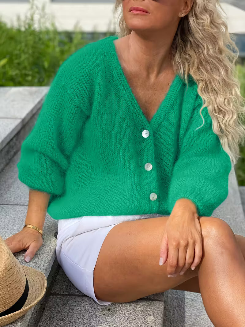 Hozanna - Long-Sleeve Knit Sweater with Buttons