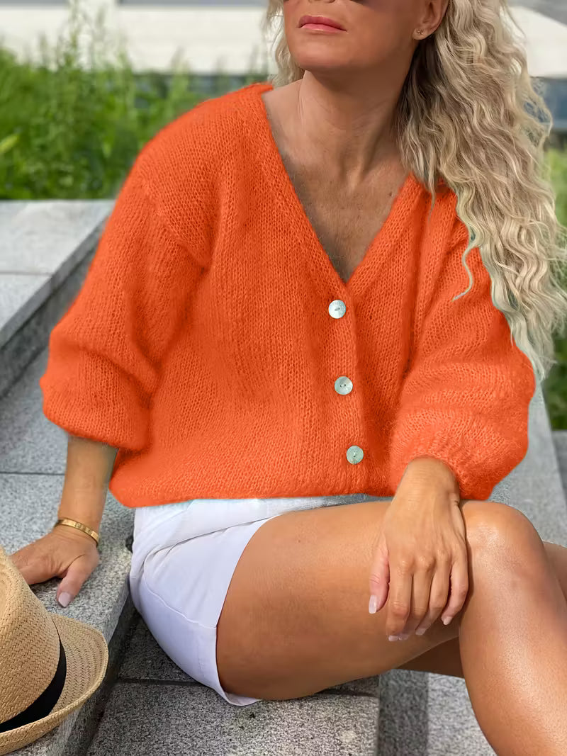 Hozanna - Long-Sleeve Knit Sweater with Buttons