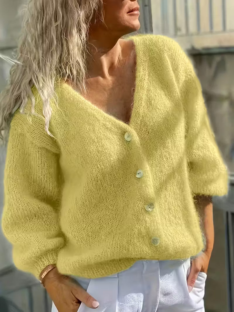 Hozanna - Long-Sleeve Knit Sweater with Buttons