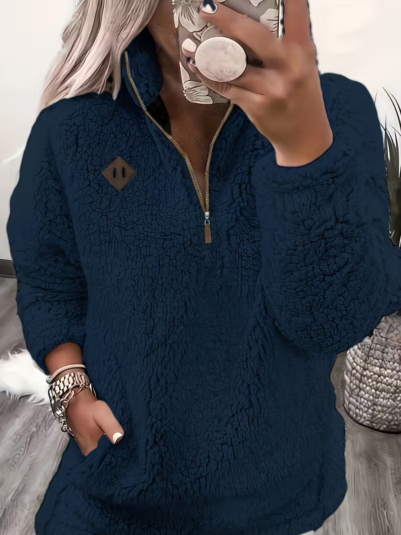 Humera - Elegant Long Sleeve Jacket with Zipper