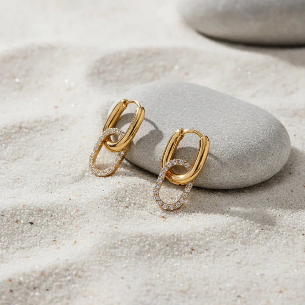 Interra Double Hoop Diamond Earrings