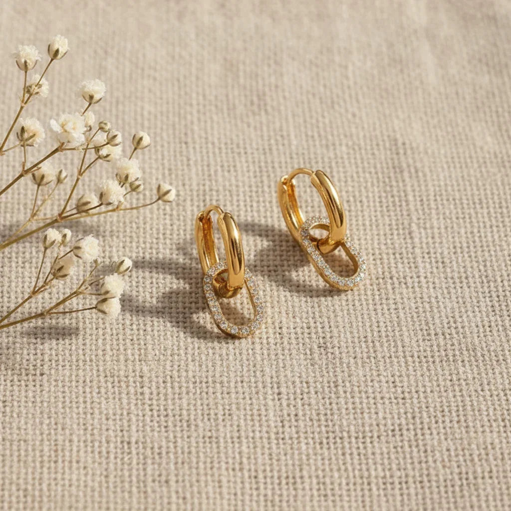 Interra Double Hoop Diamond Earrings