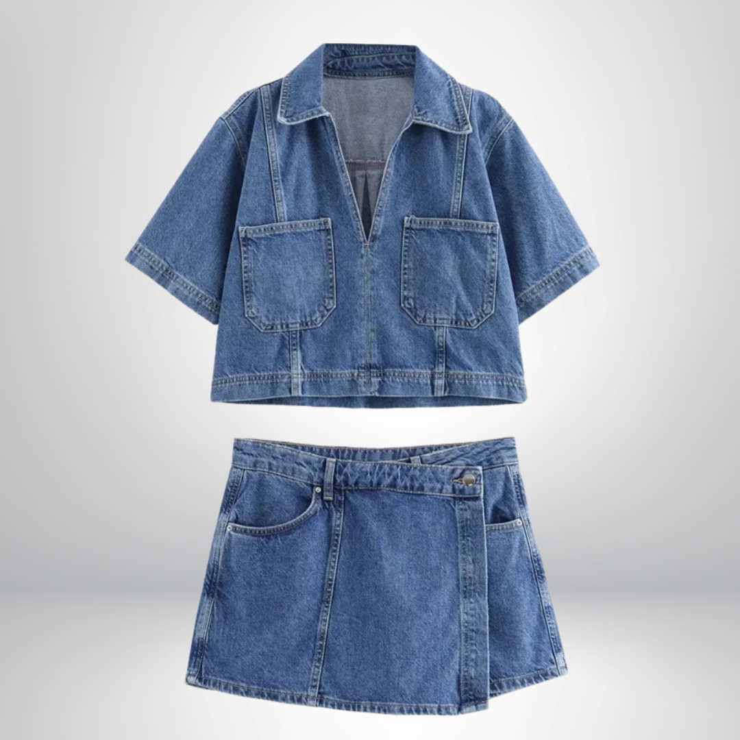 Jadwiga – Denim Set with V-Neck