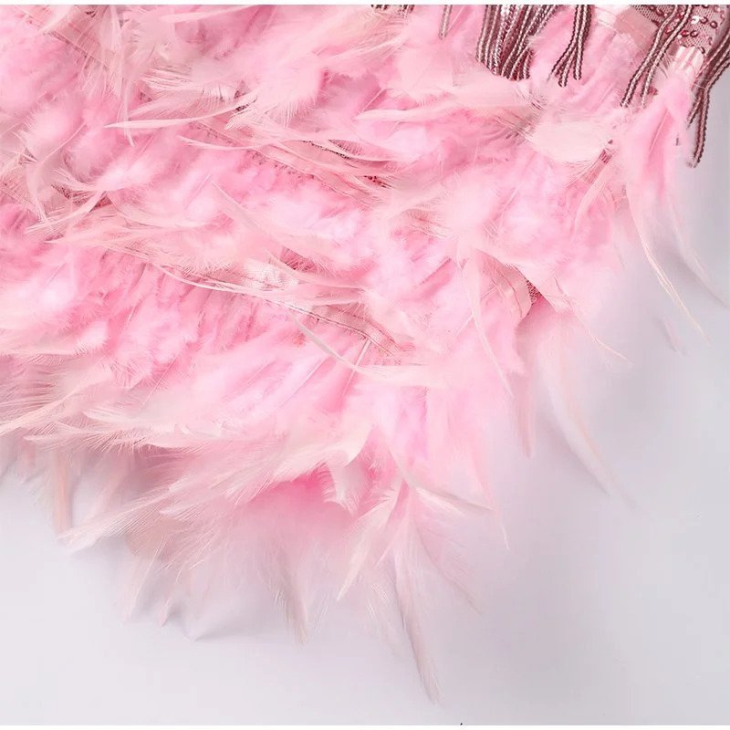 Jemima – Stylish Mini Dress with Feathers