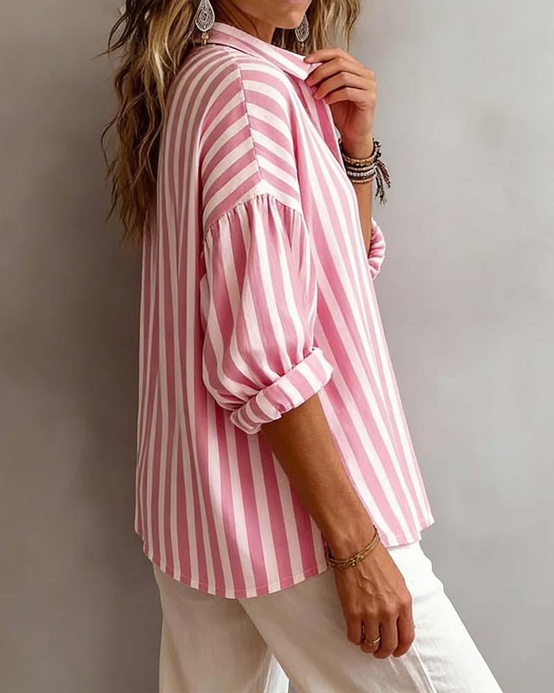 Jessy – Loose-Fitting Striped Blouse with Collar