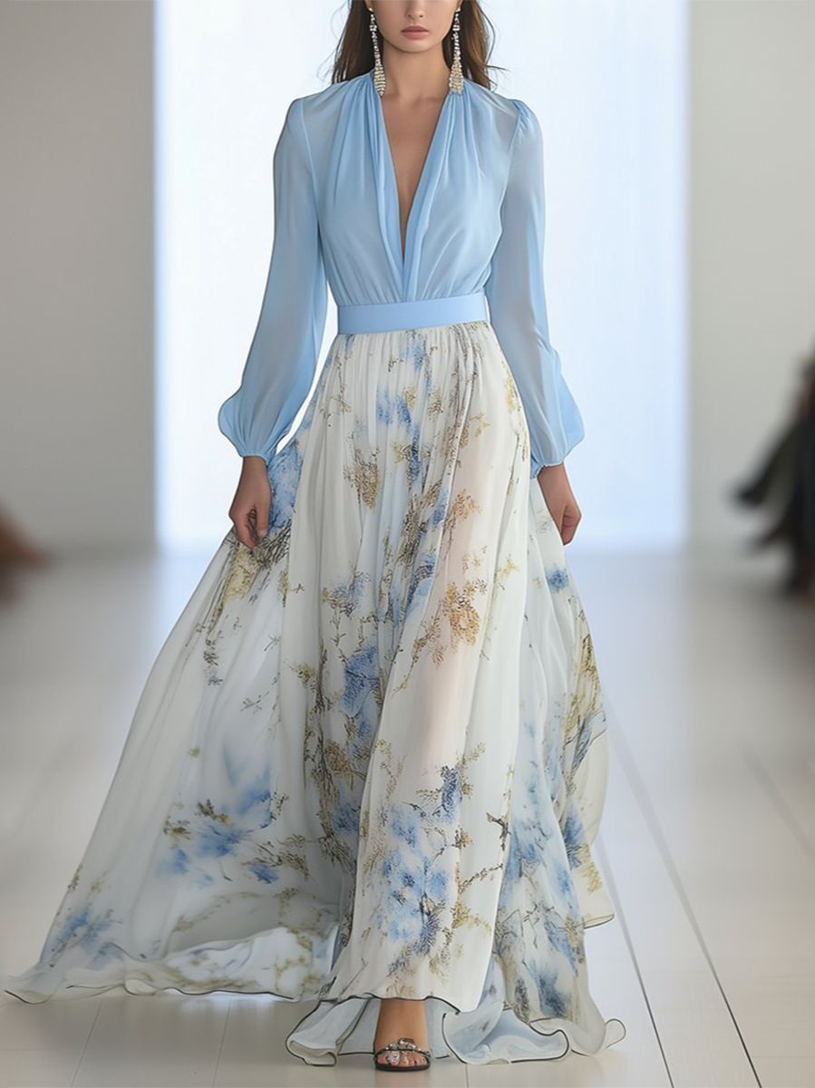 Jewel - Long Dress with Floral Prints