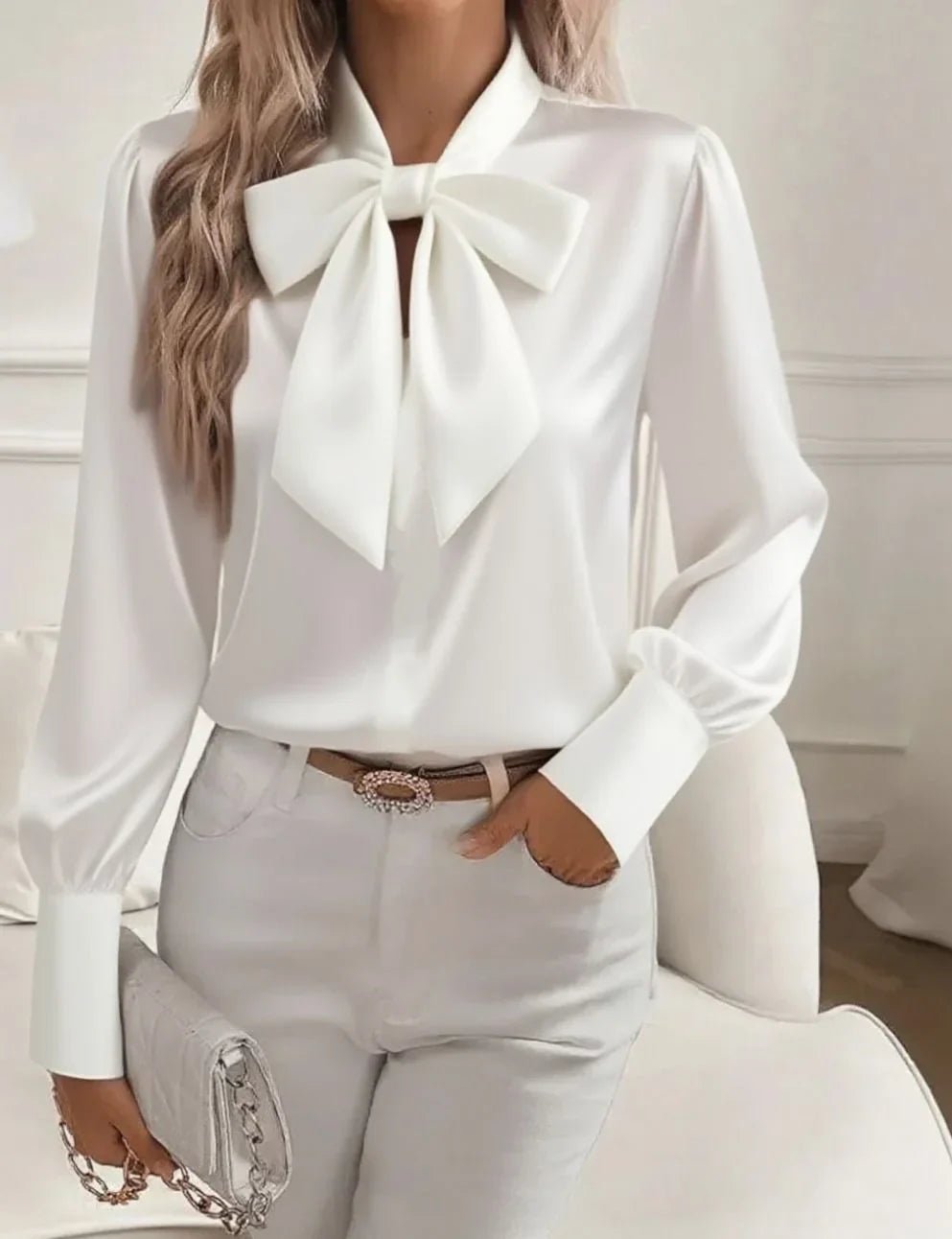Kanikka – Satin Blouse with Bow