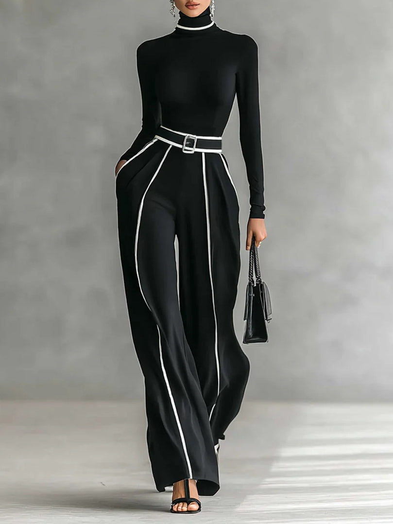 Karyssa – Turtleneck Sweater and Wide-Leg Pants with Belt
