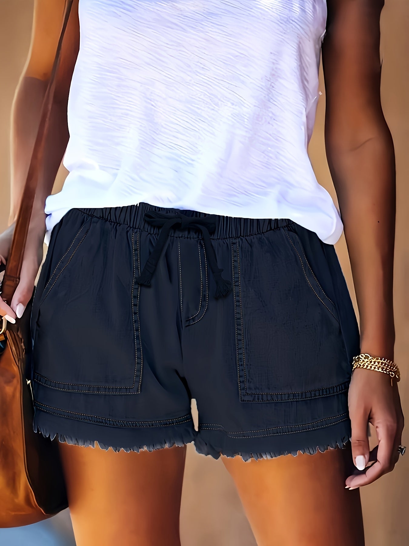 Katarina – Denim Shorts with Elastic Waistband and Pockets