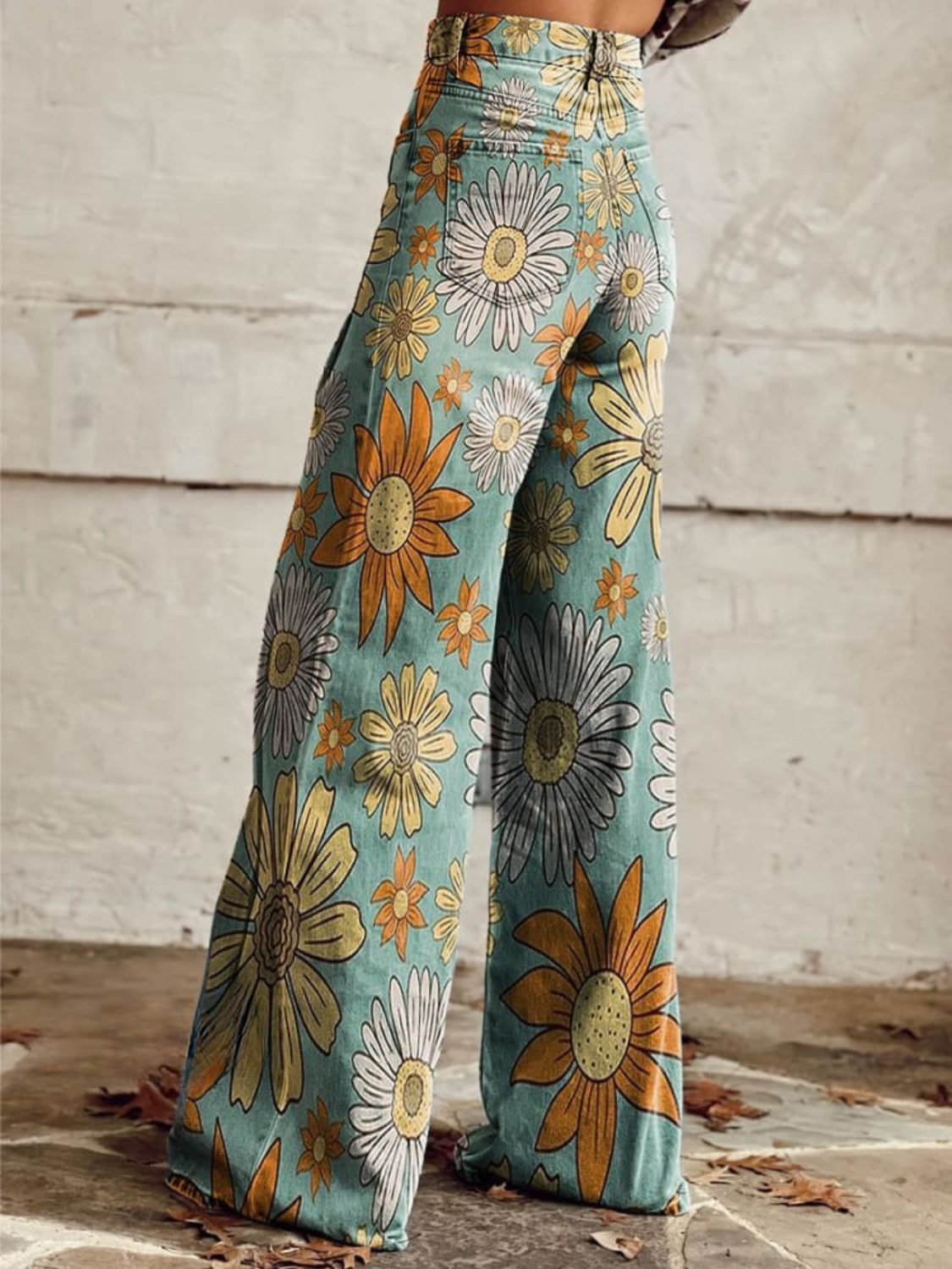 Katarine – Vintage Floral Pattern Wide Leg Pants
