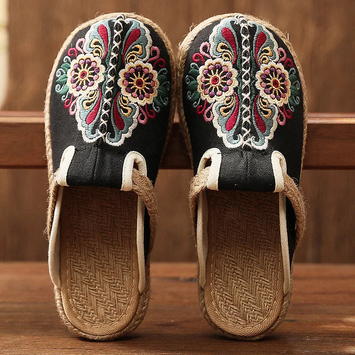 Katy - Handcrafted Cotton Floral Pattern Slippers