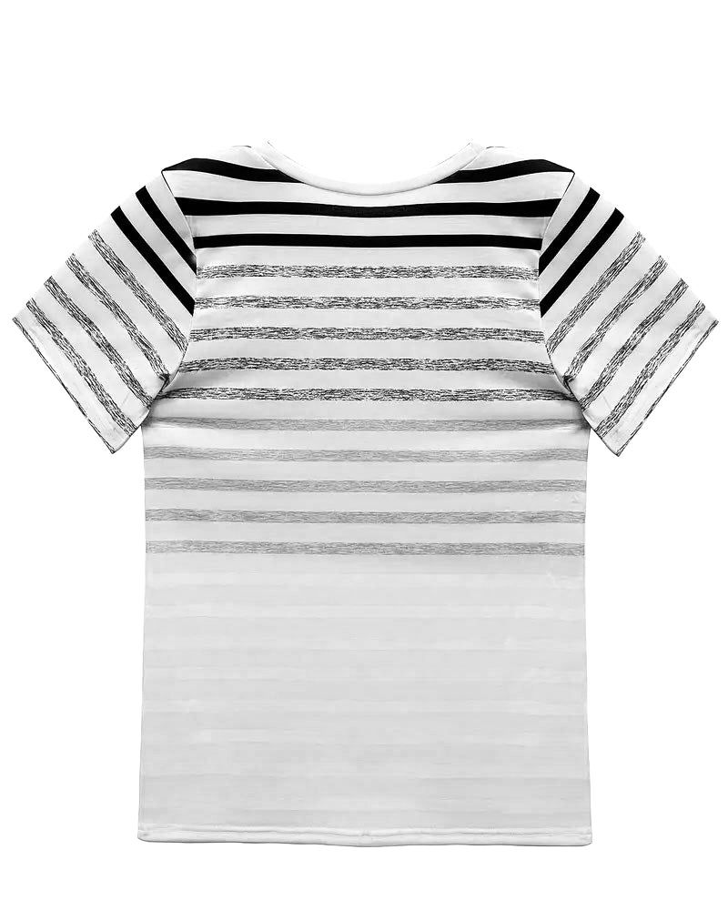 Kellie - Striped Short Sleeve T-Shirt with Round Neck