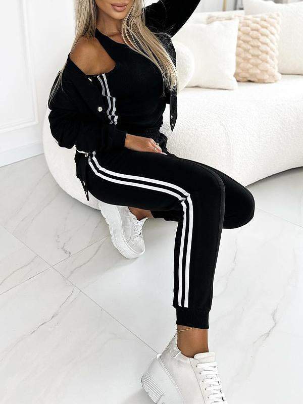 Kendra - Round Neck Jacket and Pants 3-Piece Set