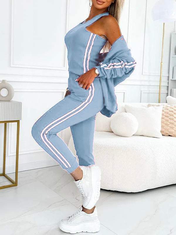 Kendra - Round Neck Jacket and Pants 3-Piece Set
