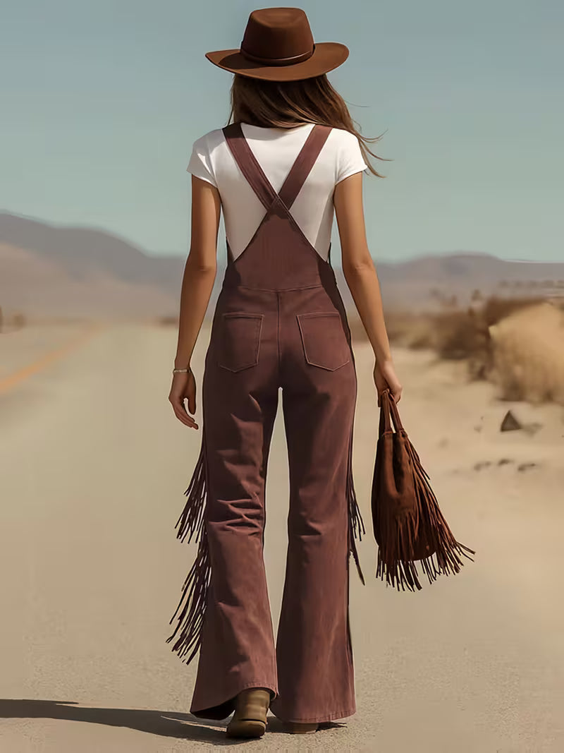 Ketiya – Wide Cargo Pants with Fringe Detail