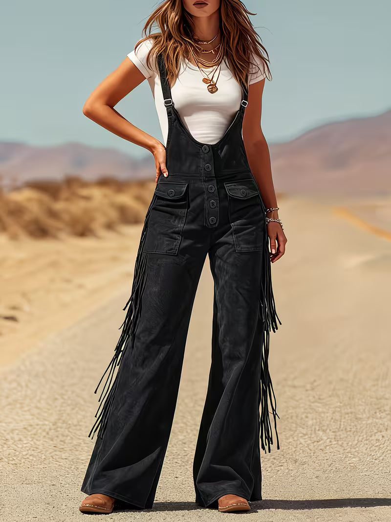 Ketiya – Wide Cargo Pants with Fringe Detail