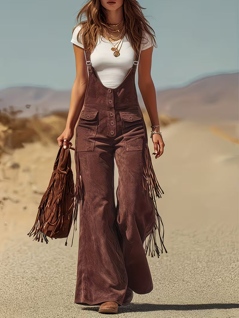 Ketiya – Wide Cargo Pants with Fringe Detail