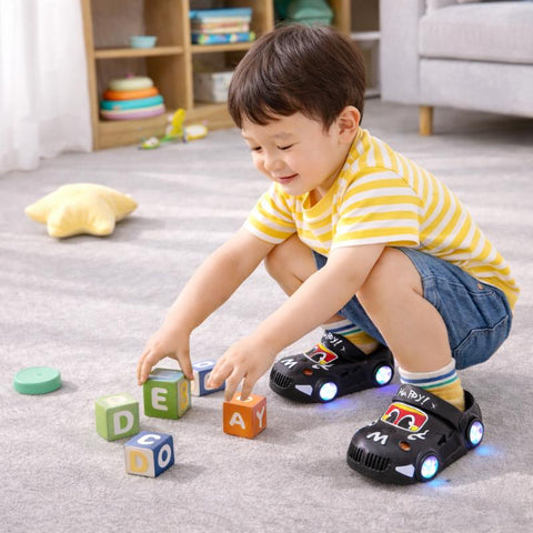 KidVroom - LED Slippers for Kids with Light-Up Wheels and Straps