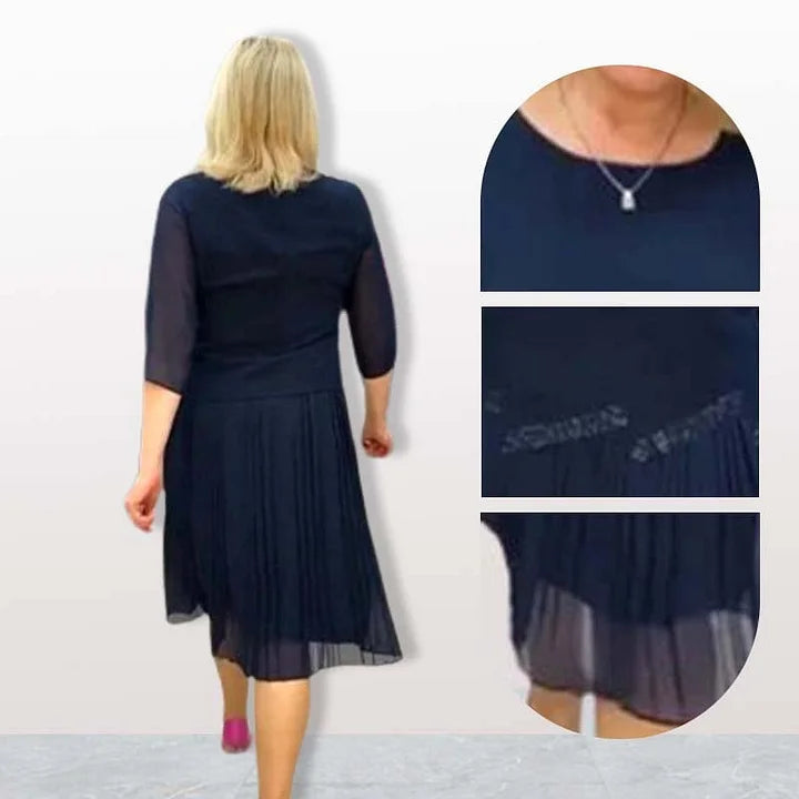 Kiernan - Elegant Midi Dress with Round Neckline