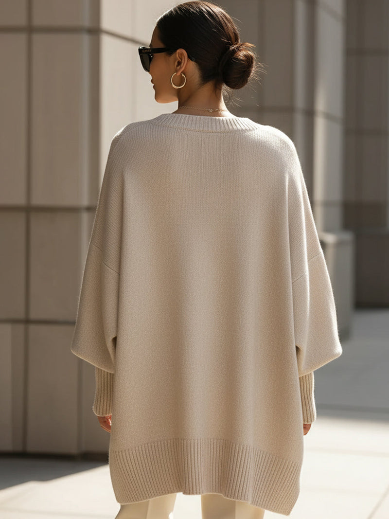 Kimia - Oversized Knitted Crew Neck Sweater