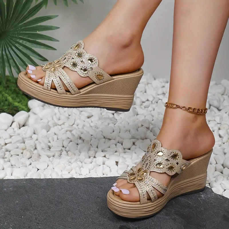 Lakeisha - Sandals with Rhinestone Heel