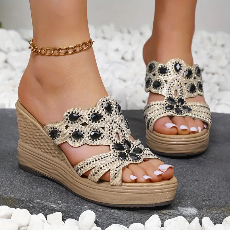 Lakeisha - Sandals with Rhinestone Heel