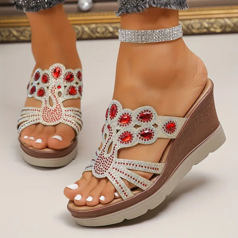 Lakeisha - Sandals with Rhinestone Heel