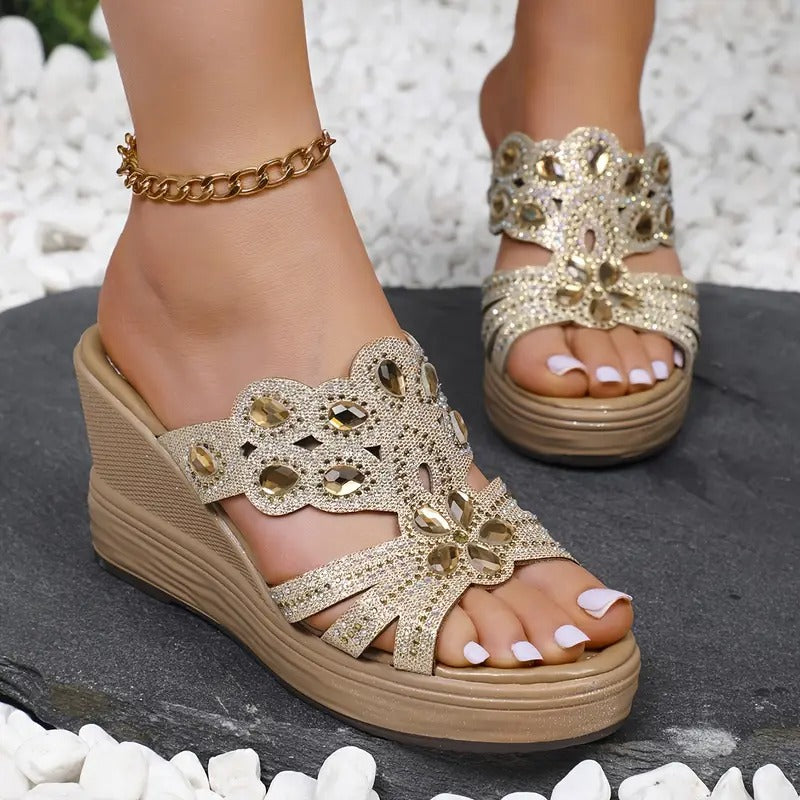 Lakeisha - Sandals with Rhinestone Heel