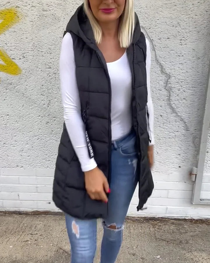 Laruna – Sleeveless, Padded Coat with Zipper