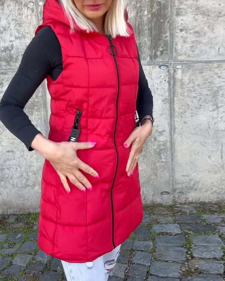 Laruna – Sleeveless, Padded Coat with Zipper
