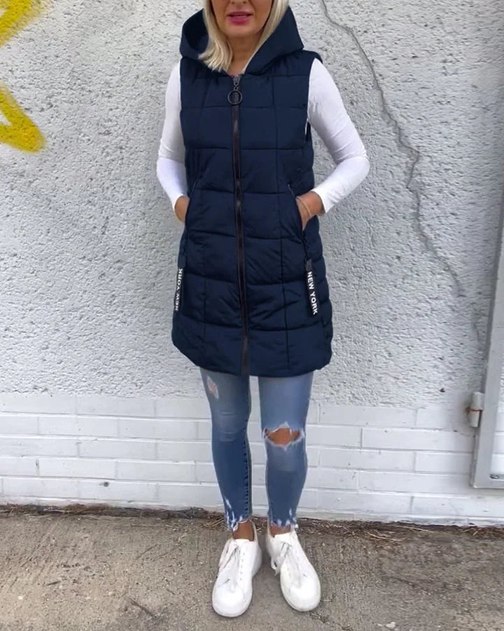 Laruna – Sleeveless, Padded Coat with Zipper