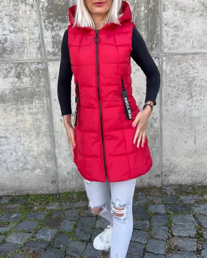 Laruna – Sleeveless, Padded Coat with Zipper