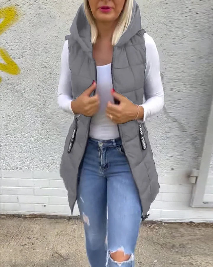 Laruna – Sleeveless, Padded Coat with Zipper