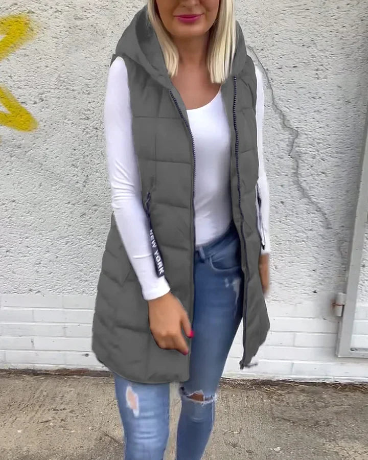 Laruna – Sleeveless, Padded Coat with Zipper