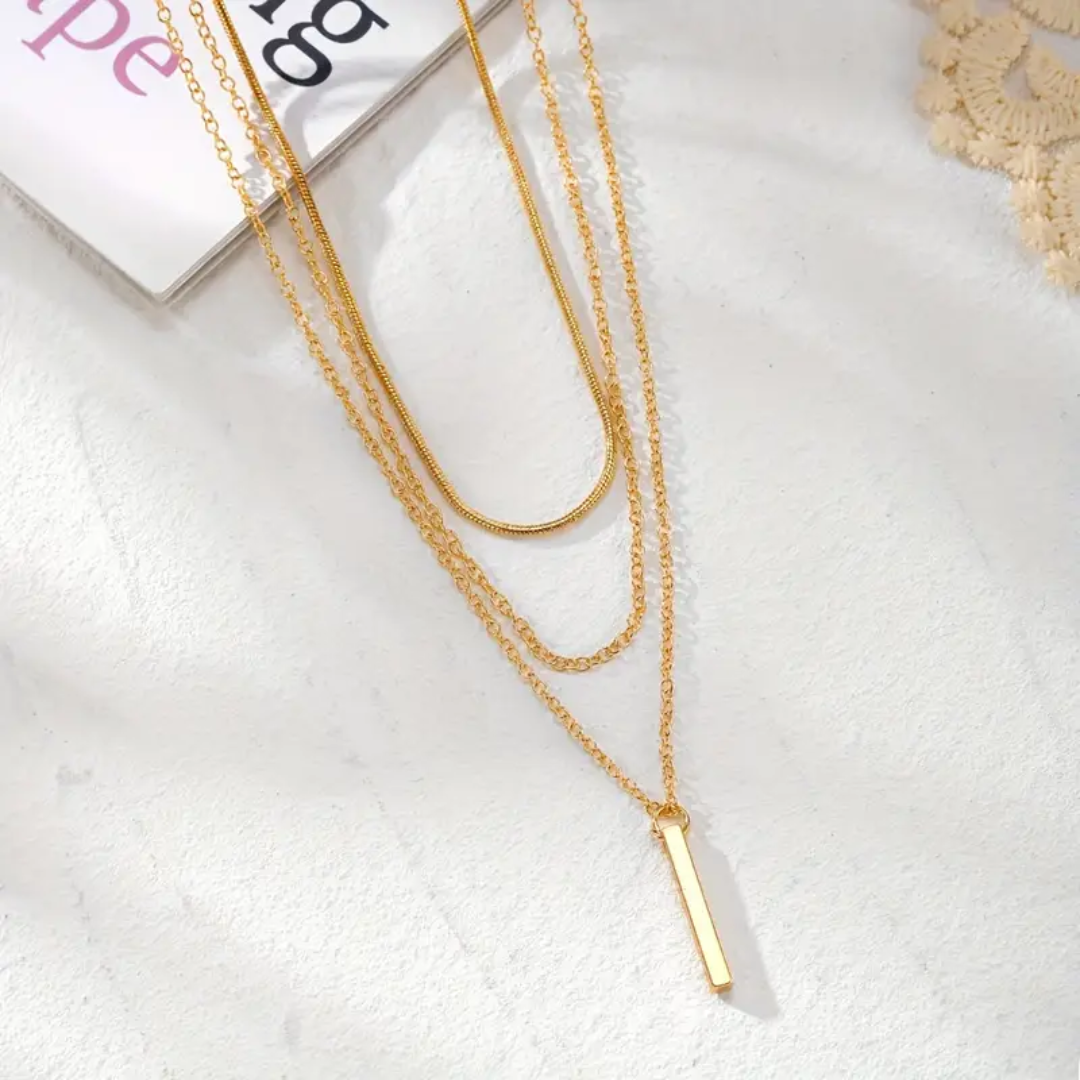 Layered Bar Necklace Trio