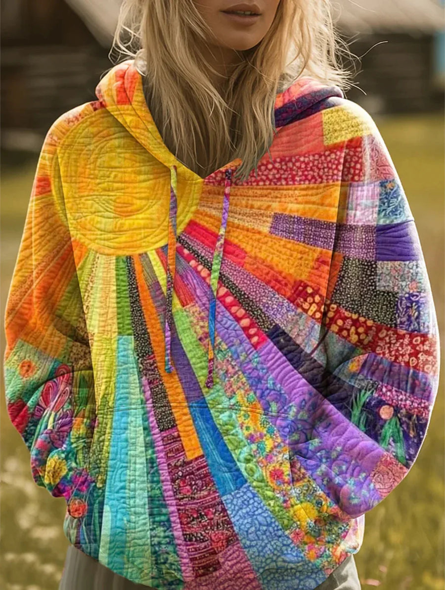 Leania – Quilted Colorful Hoodie with Long Sleeves