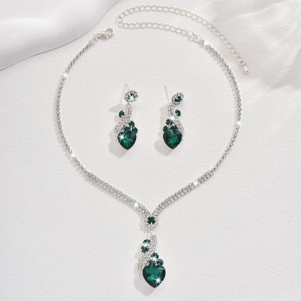 Lelia - Rhinestone Necklace and Earring Set