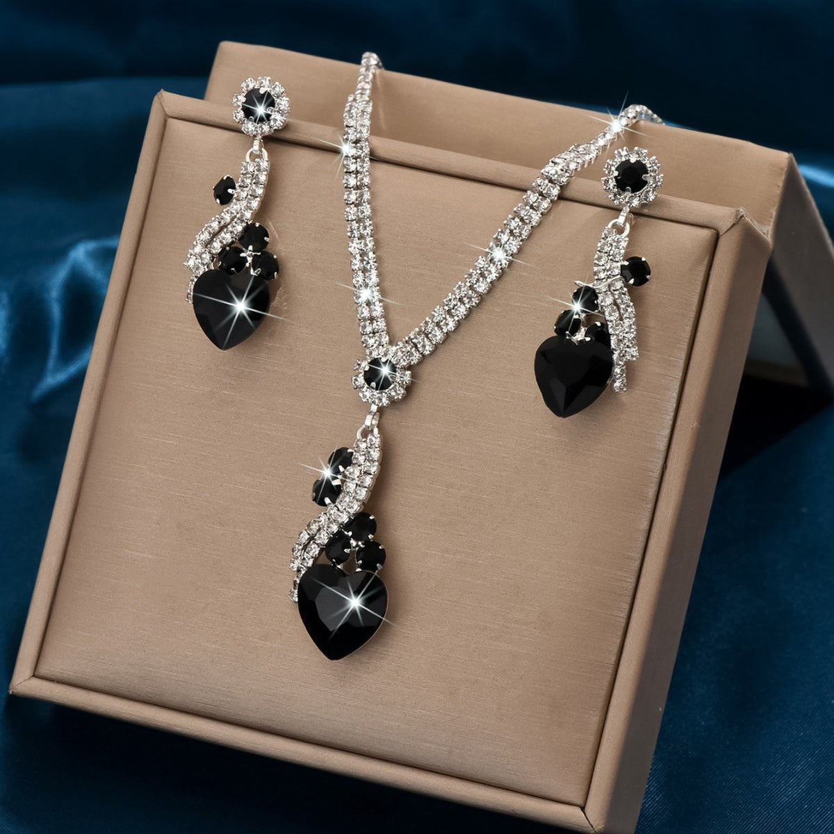 Lelia - Rhinestone Necklace and Earring Set