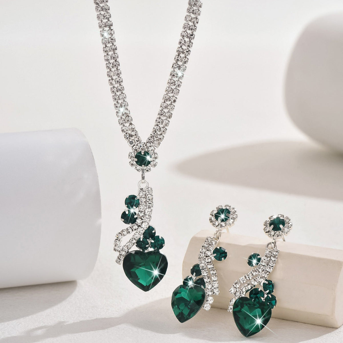 Lelia - Rhinestone Necklace and Earring Set