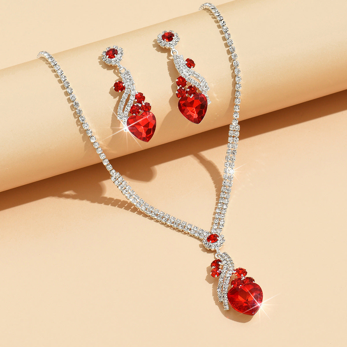 Lelia - Rhinestone Necklace and Earring Set