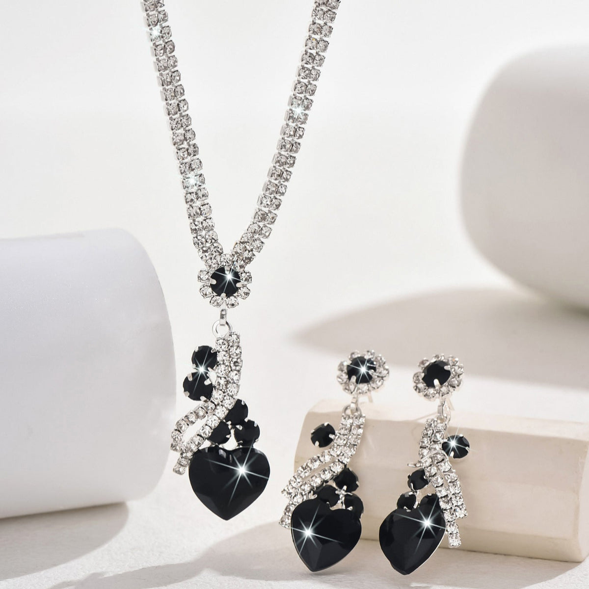 Lelia - Rhinestone Necklace and Earring Set