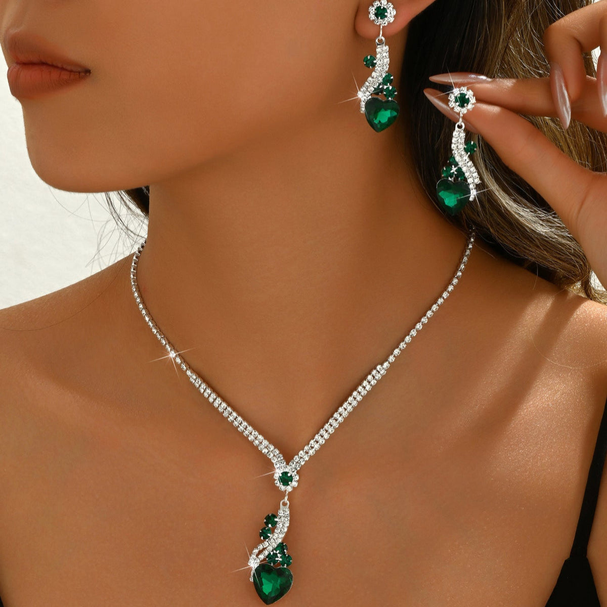 Lelia - Rhinestone Necklace and Earring Set
