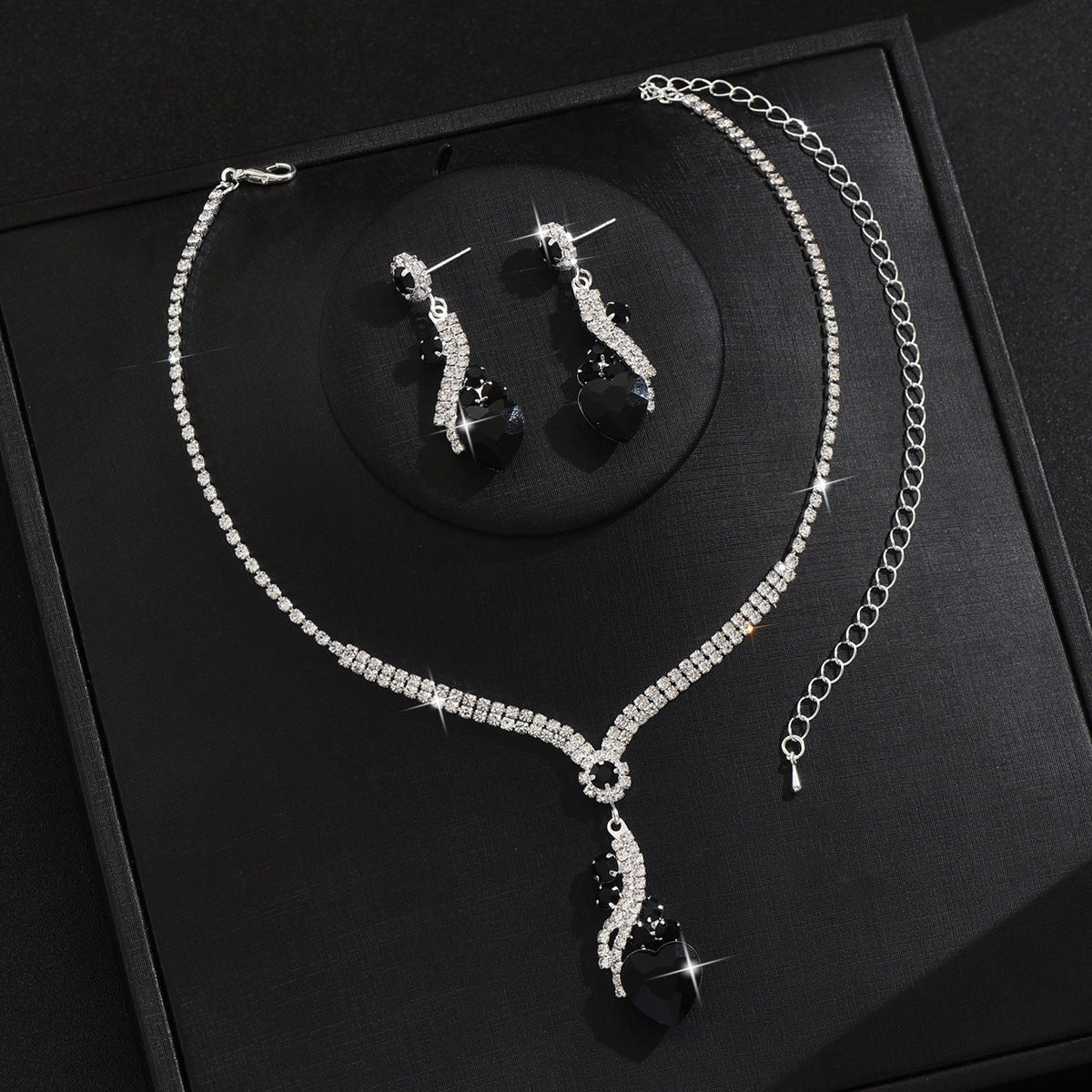 Lelia - Rhinestone Necklace and Earring Set