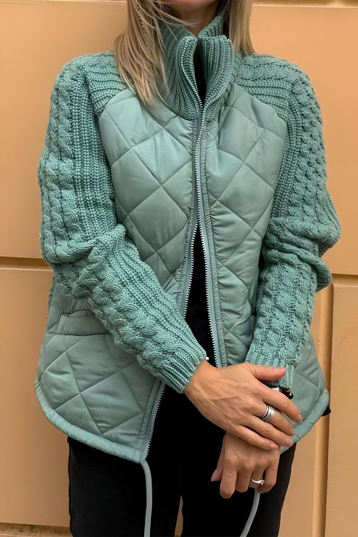 Leonarda - Knitted Patchwork Zip Jacket