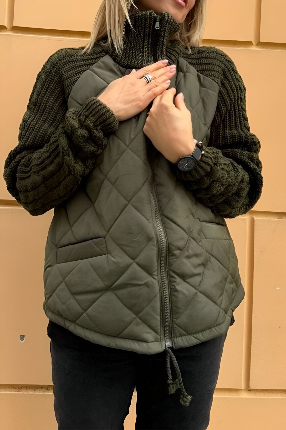 Leonarda - Knitted Patchwork Zip Jacket