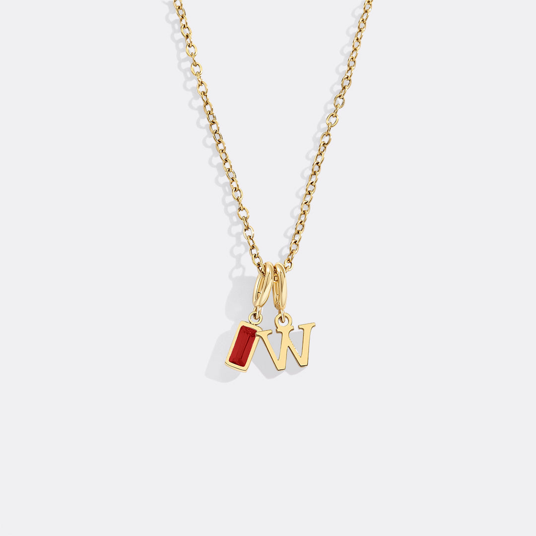 Lettéra Initial Necklace with Birthstone Charm